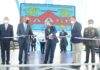 El presidente Danilo Medina corta la cinta que dejó inaugurada la Estación Depuradora de Aguas Residuales Rio Ozama.
